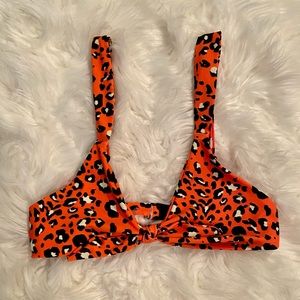 Small Orange Cheetah Blackbough Swim Bikini Top